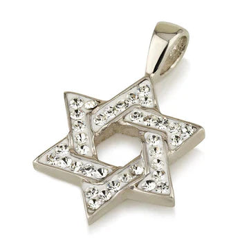 Star of David Pendant with Gemstones + Sterling Silver Necklace