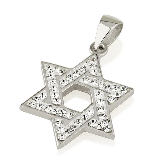 Star of David Pendant with Gemstones in 925 Sterling Silver Necklace