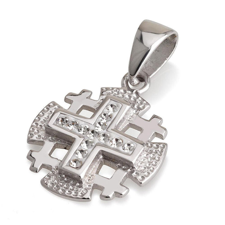 Jerusalem Cross Pendant 925 Sterling Silver With Gemstones Colors