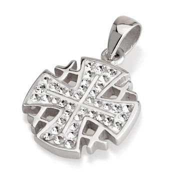 Jerusalem Cross Pendant Swarovski Gemstones Sterling Silver 925