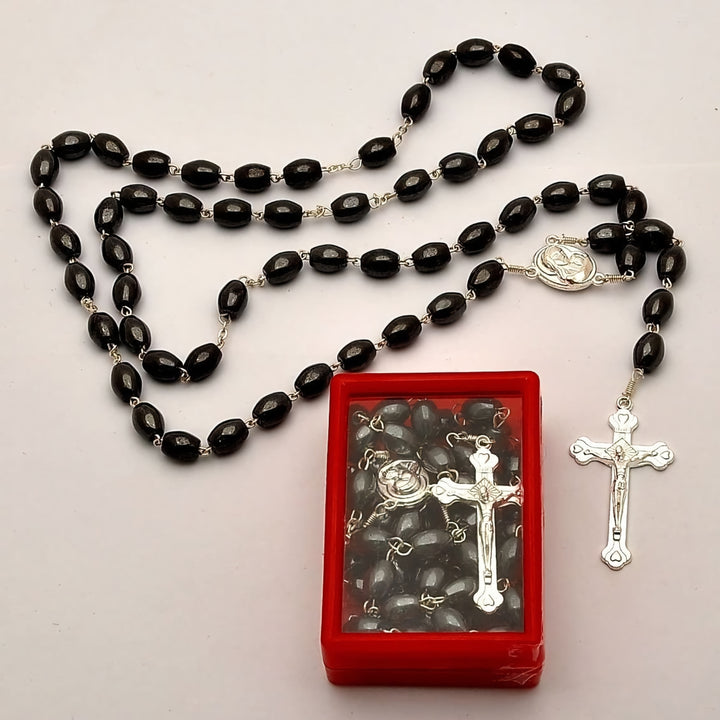 hematite rosary and silver Cross from The Holy Land Jerusalem