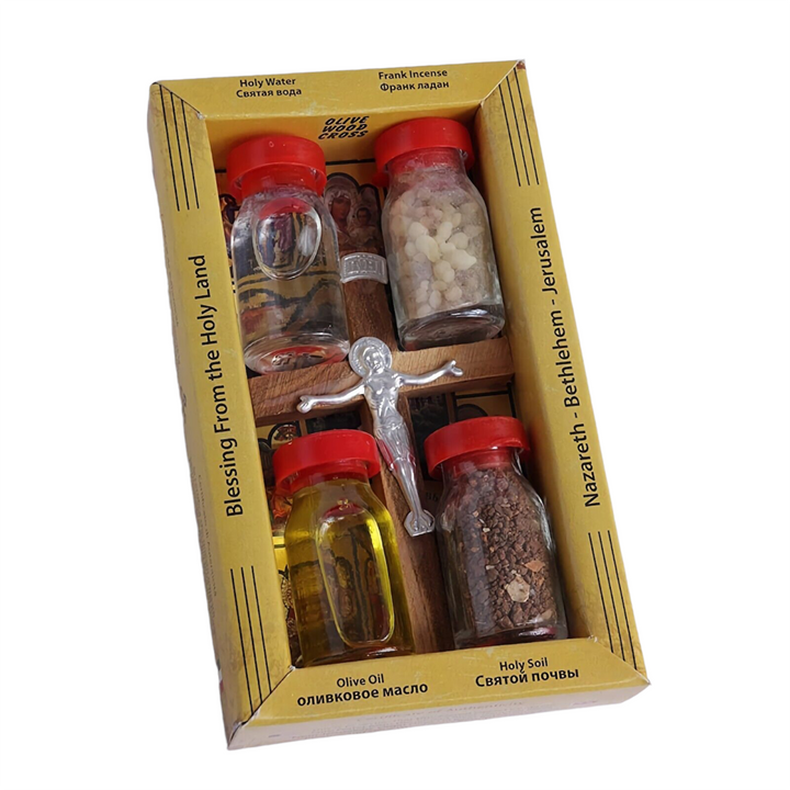 Home Small Blessing Kit Bottles and Cross From Holy Land