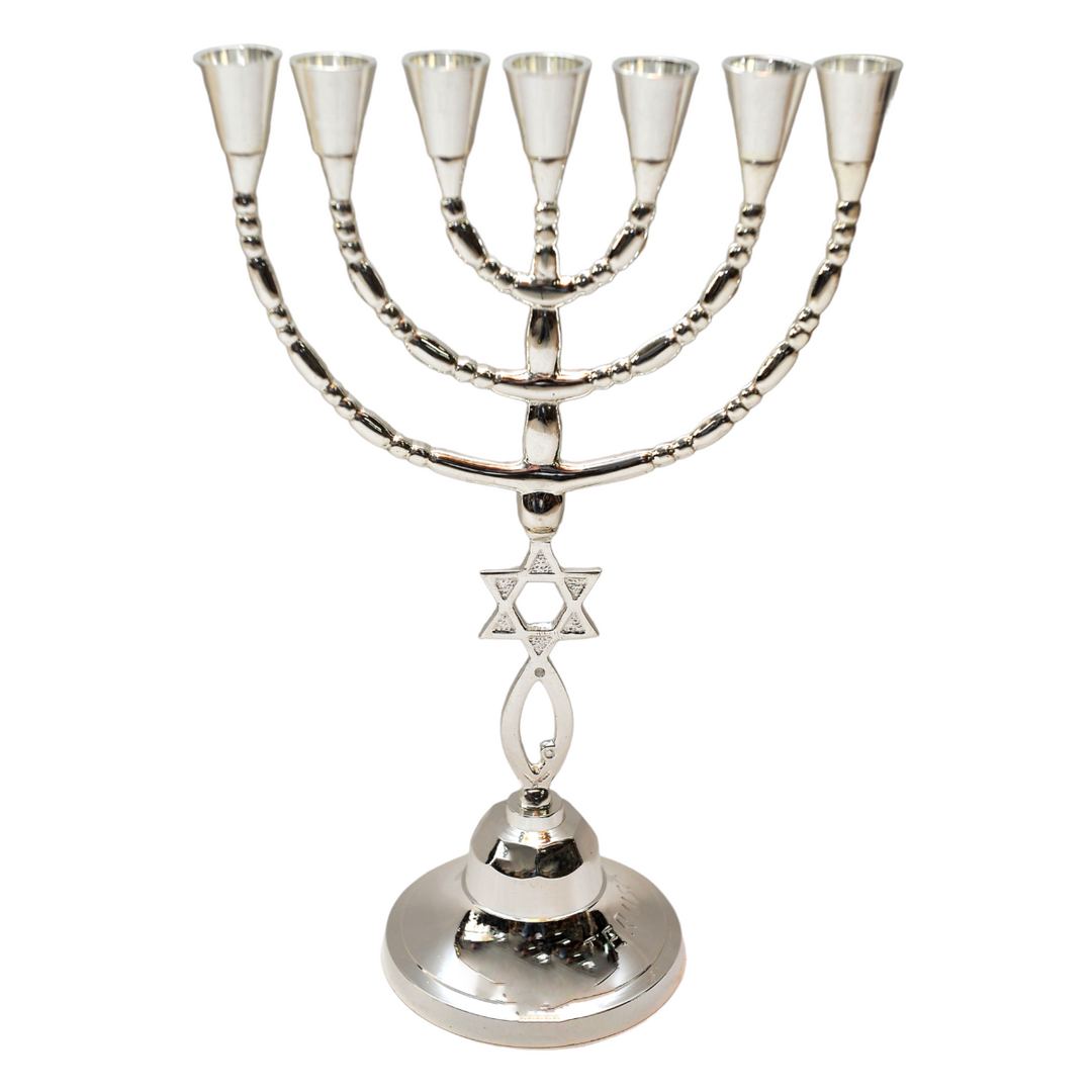 Menorah Silver Plated Star of David From Holy Land Jerusalem 30 cm