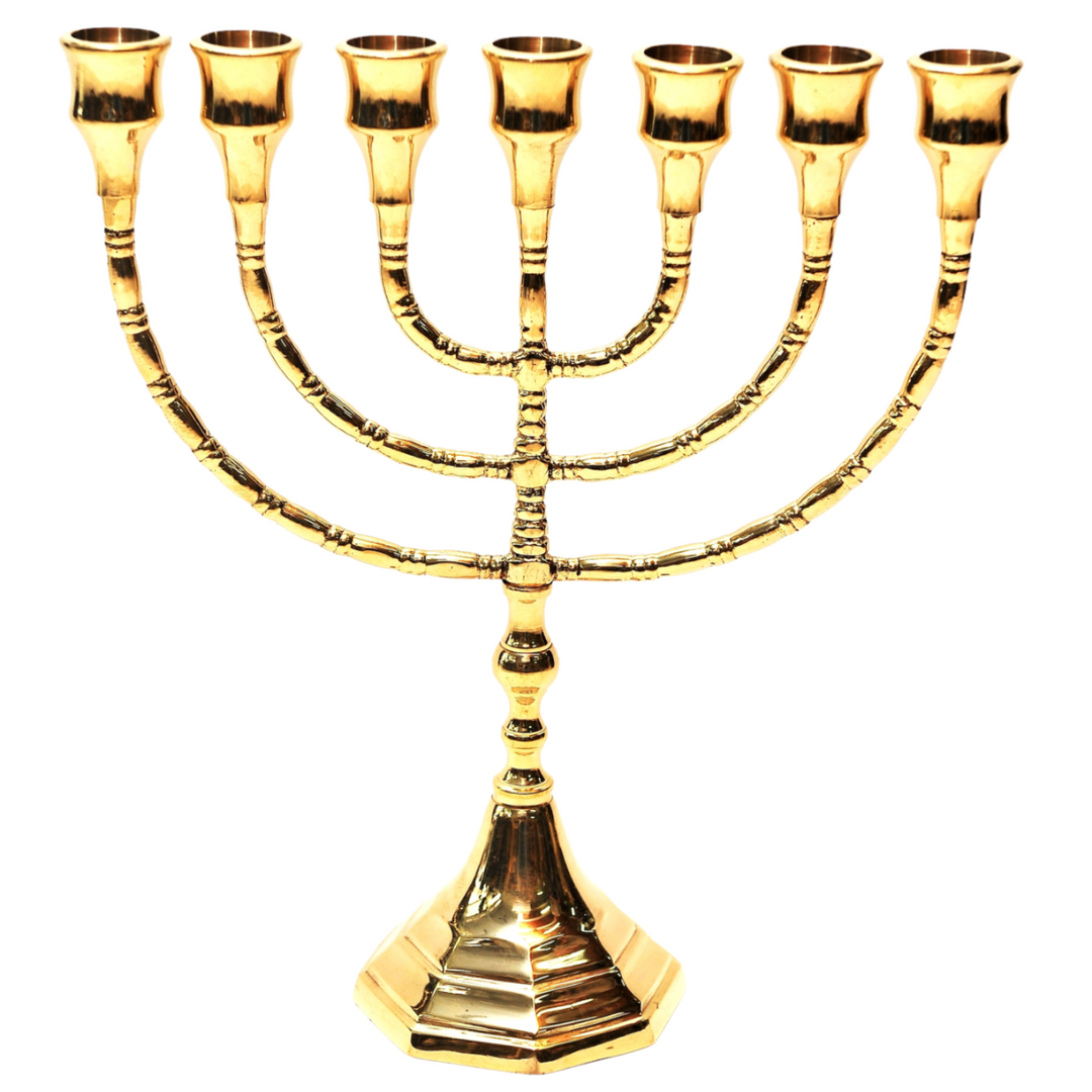 Menorah Gold Plated Temple Candle Holder Judaica 12 ″