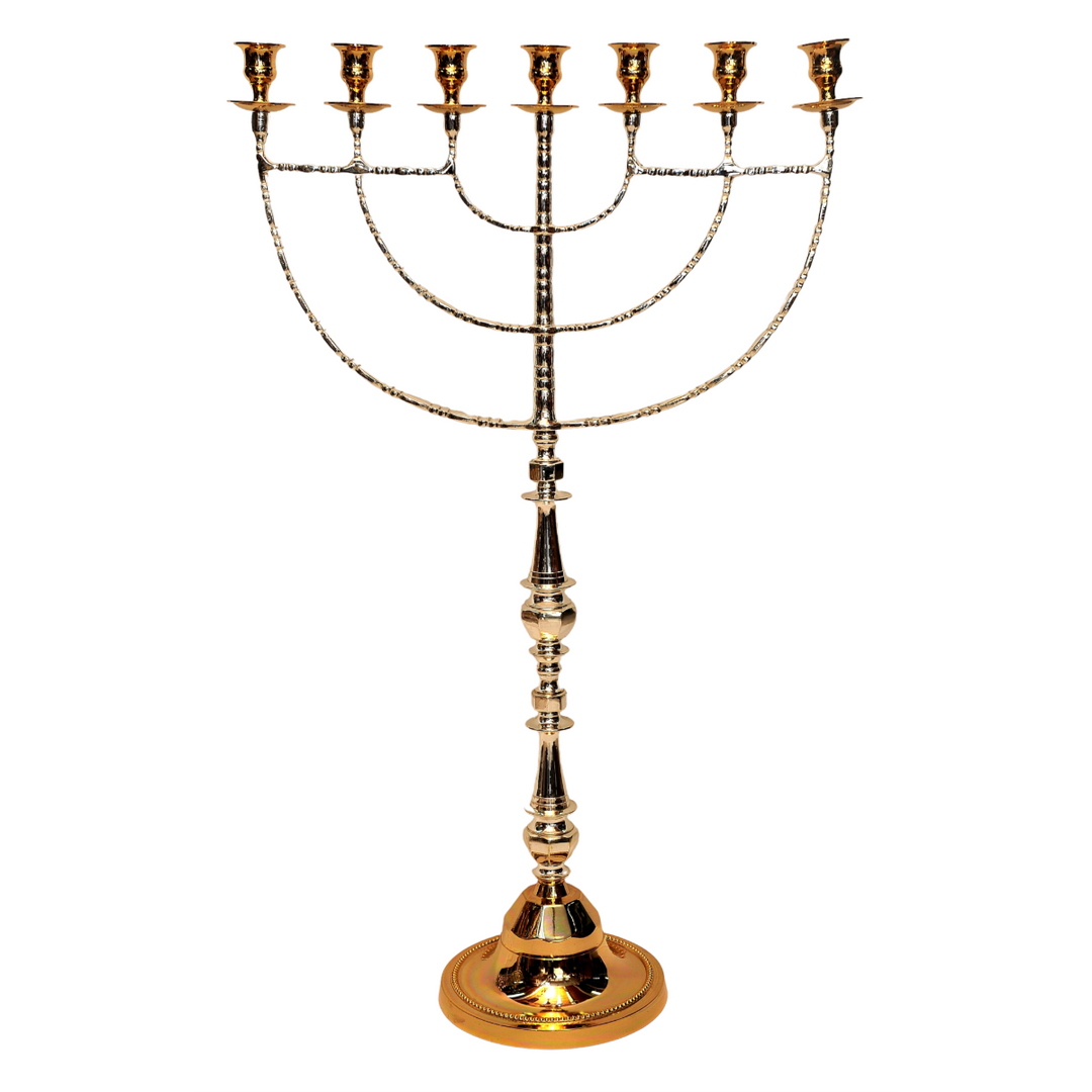 Huge Menorah Temple Gold And Silver Plated from Jerusalem 34.6″ / 88 cm