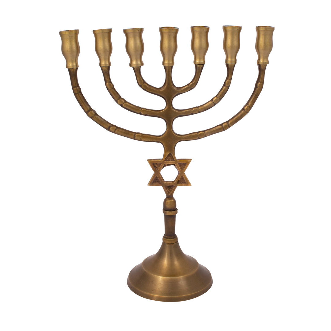 Seven-pointed metal menorah with Star of David 21.6 cm / 8.5"