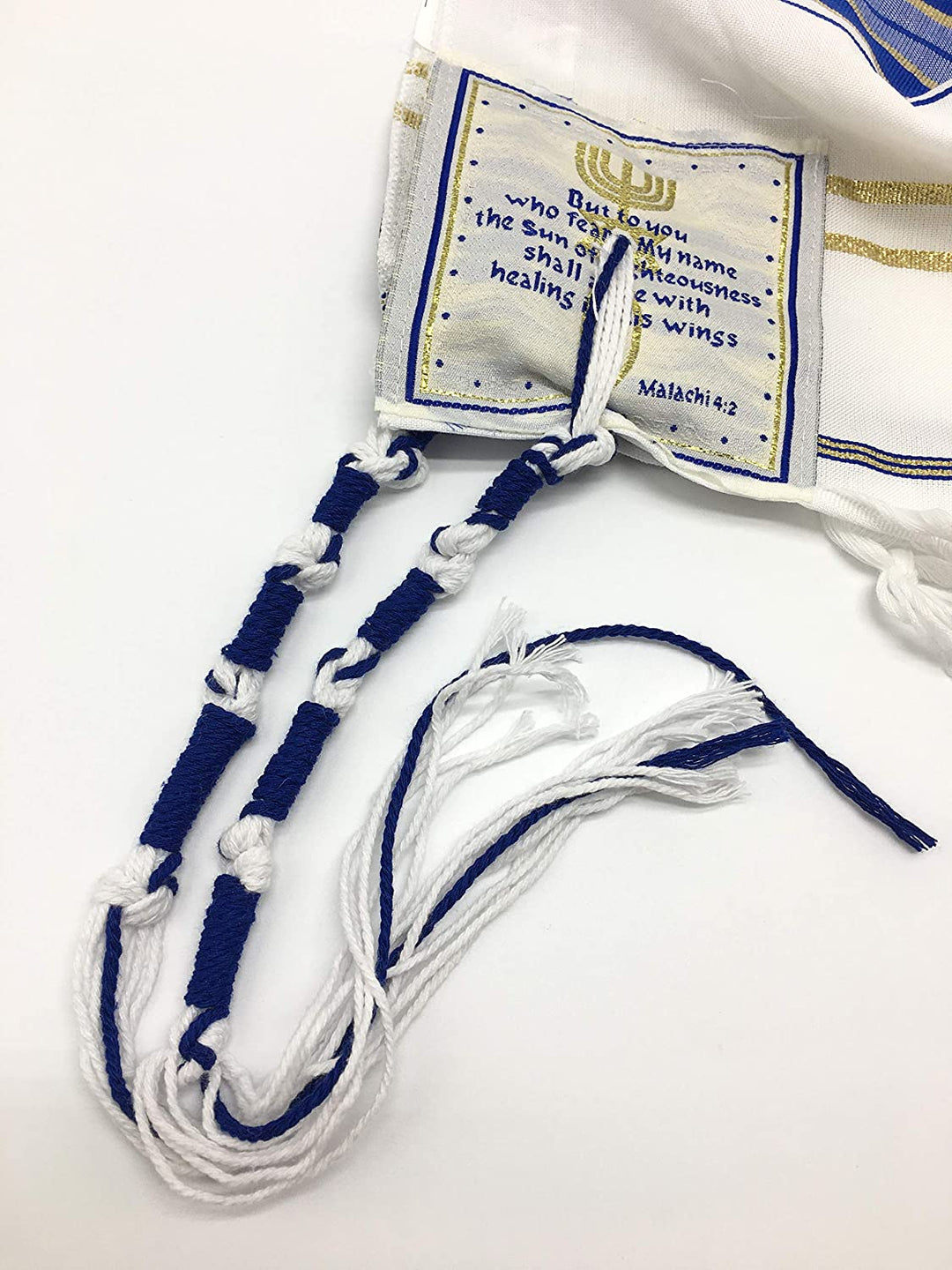 Messianic Tallit Prayer Shawl Covenant in English/Hebrew with Bag and Kippah