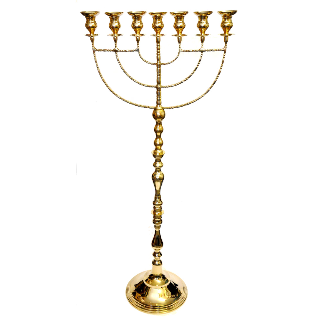 Huge Oil Menorah In Gold Plated "The Temple" candle holder 51.2″ / 130 cm