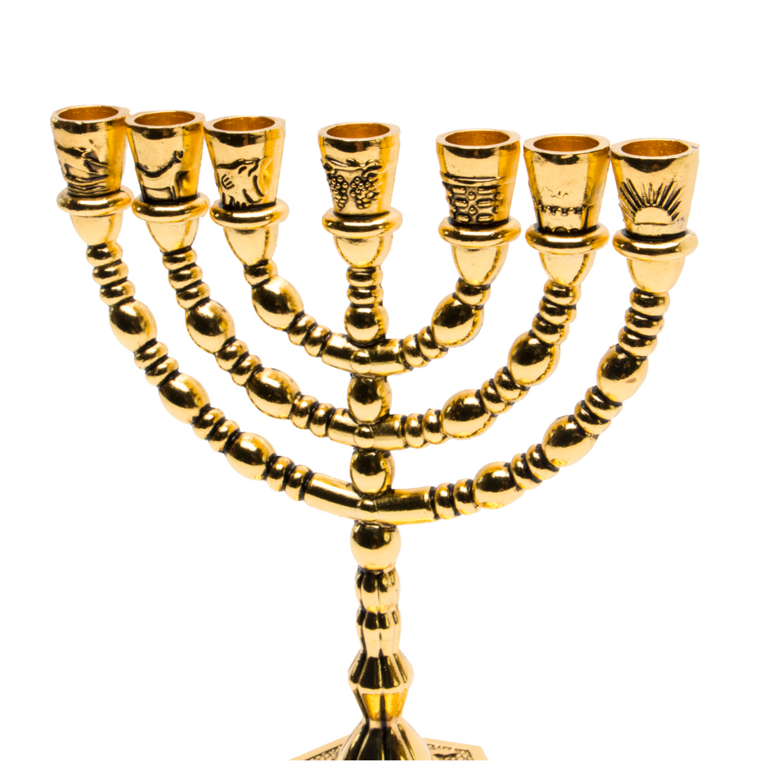 Medium Authentic Menorah Gold Plated Holyland 5.1″ / 13 cm