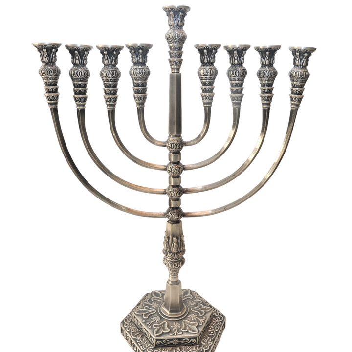 Huge Temple Menorah Hanukkiah Silver Plated Jerusalem Candle Holder