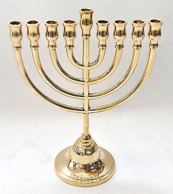 Authentic Temple Menorah HANUKKAH Gold Plated Candle Holder Israel #1 - Spring Nahal