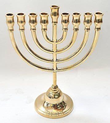 Authentic Temple Menorah HANUKKAH Gold Plated Candle Holder Israel.