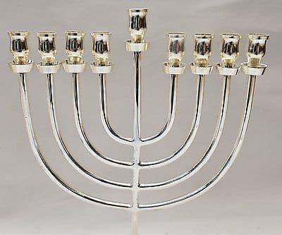 Authentic Temple Menorah HANUKKAH Silver Plated Candle Holder from Jerusalem.