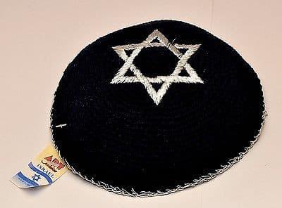 Embroidery Blue & Silver Magen David Kippahs Hand Made From Jerusalem..