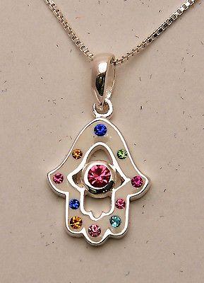 Hamsa Charm Pendant Necklace Kabbalah luck Fatima hand 925 Sterling Silver #4 - Spring Nahal