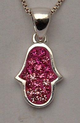 Hamsa Charm Pendant Necklace Kabbalah luck Fatima hand 925 Sterling Silver #5 - Spring Nahal