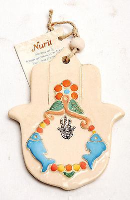 Hamsa Hand Wall Hanging Evil Eye Kabbalah Luck New Ceramics from holy land #04 - Spring Nahal