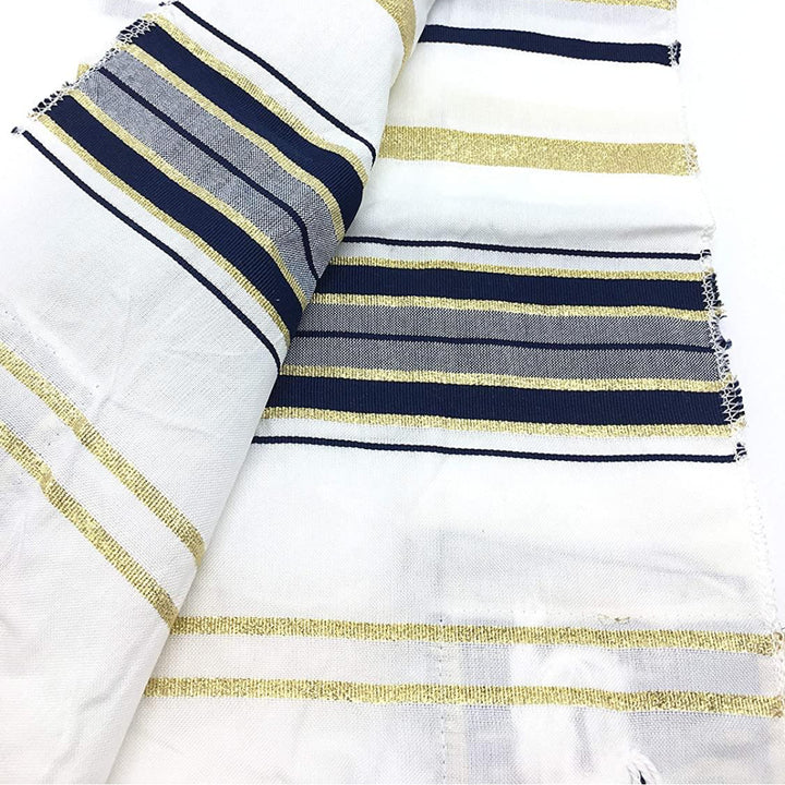 Home Blessing Kit of Messianic Tallit Prayer Shawl with a Holy kippah and a bag, Crystal Rosary, Olive wood Cross and Enamel 12 tribes Jewish menorah From The Holy Land Jerusalem