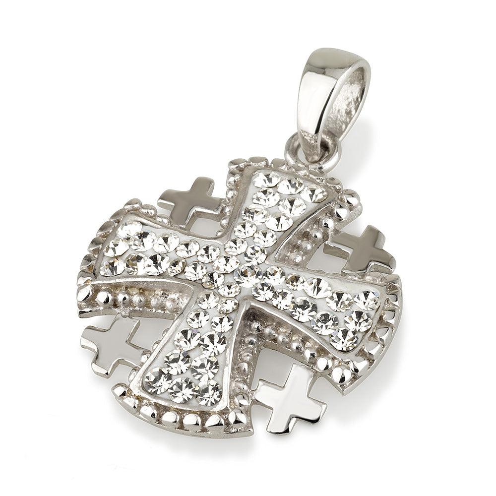 Jerusalem Cross Pendant Crystal Swarovski Gemstone Sterling Silver 925 1# - Spring Nahal