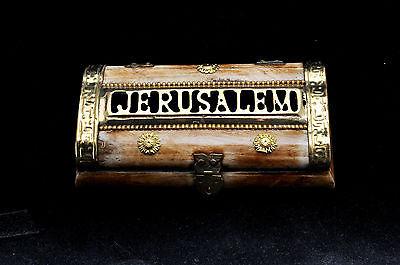 Jerusalem Fancy Jewelry Box With Gold Plated Made in Bone. - Spring Nahal