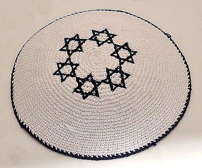 Lot of 5 x Embroidery Black Magen David Kippahs Hand Made From Jerusalem..