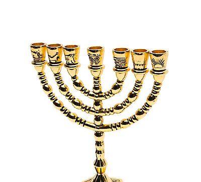 Medium Authentic Menorah Gold Plated Holyland H/13 cm x W/10 cm - Spring Nahal