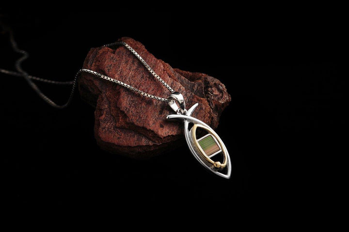 Nano Sim NT Silver and 9K Gold Pendant - Ichthys with Eye - Spring Nahal