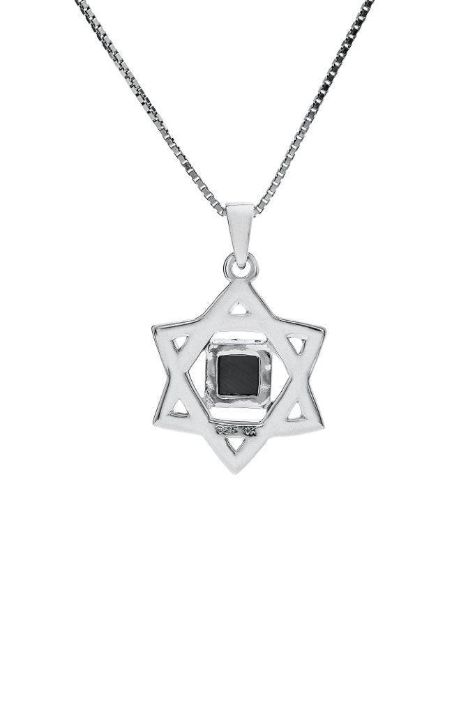 Nano Sim OB Silver and 9K Gold Pendant - Star of David Half Rugged From the Holyland - Spring Nahal