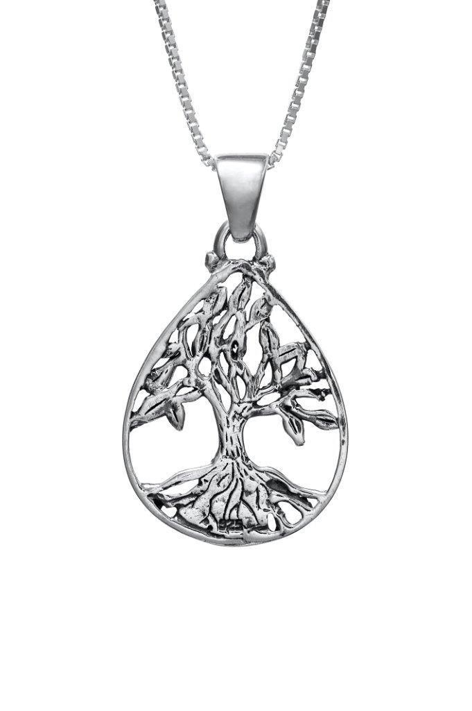 Nano Sim OB Silver Pendant - Tree of Life with Drop Frame from the Holyland - Spring Nahal