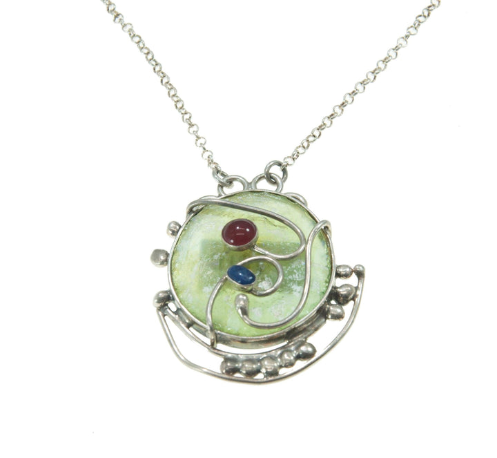 New Roman Glass Pendant Authentic & Luxurious With Certificate from Jerusalem - Spring Nahal