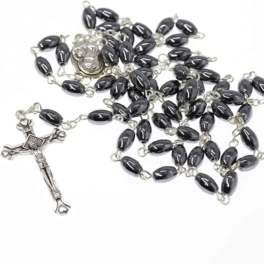 Onyx and Silver Rosary Holyland Rosary 925 Sterling Silver Prayer Beads from Jerusalem