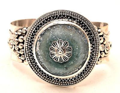 Roman Glass Huge Stone Bracelet SterlingSilver 925 Hand Made Special Certificate - Spring Nahal