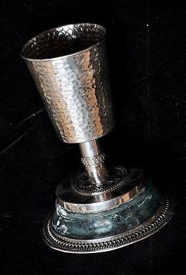 Roman Glass Large Antique Kiddush Wine Cup Sterling Silver 925 W/Certificate - Spring Nahal