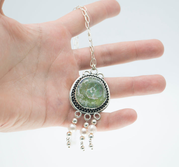 Roman Glass Pendant Authentic & Luxurious With Certificate from Holyland - Spring Nahal