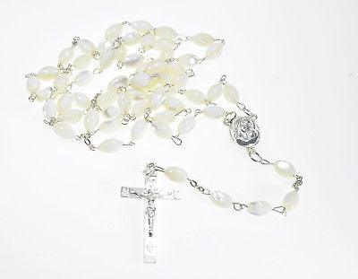 Rosaries & Cross In white From The Holy Land Jerusalem - Spring Nahal