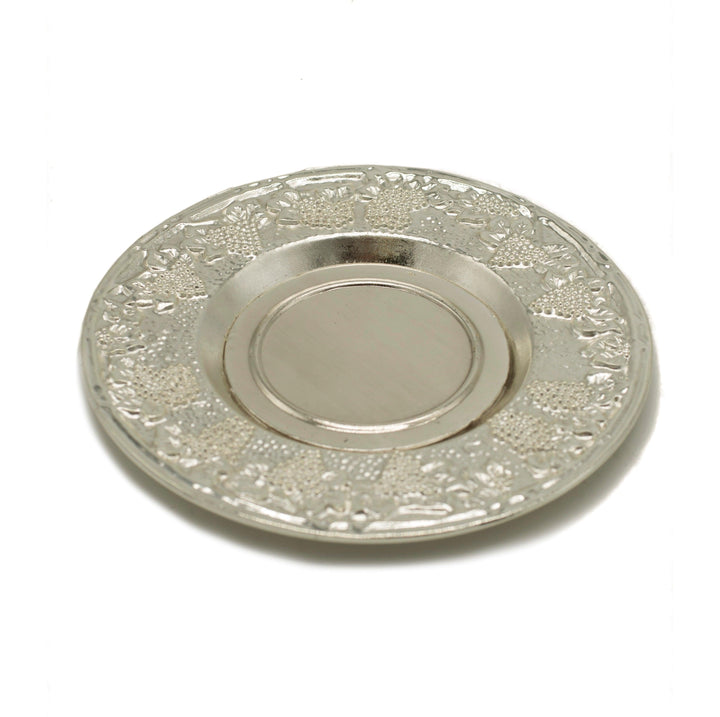 Shabbat Kiddush Metal Cup & Plate Silver Plated Jerusalem Design - Spring Nahal