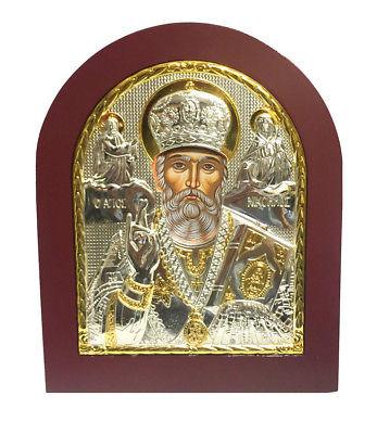 spcial price!!Saint Nicholas Byzantine Icon Sterling Silver 925 Size 13x11cm - Spring Nahal