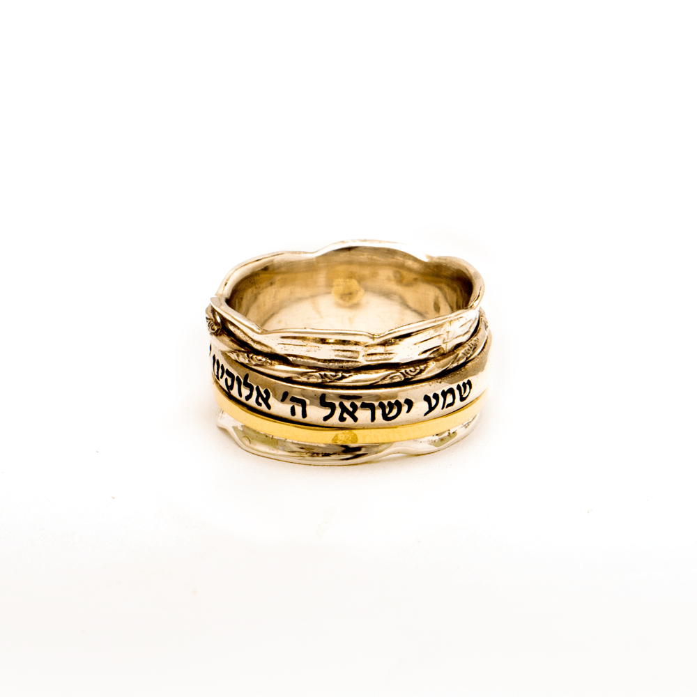 Spinning Ring 9K Gold and Sterling Silver Kabbalah bible quotes #21 - Spring Nahal