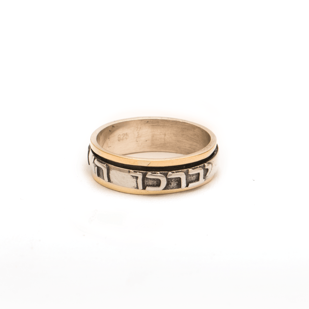 Spinning Ring 9K Gold and Sterling Silver Kabbalah bible quotes - Spring Nahal