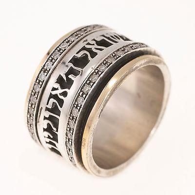 Spinning Ring 9K Gold and Sterling Silver With Crystals Stones and bible quotes - Spring Nahal