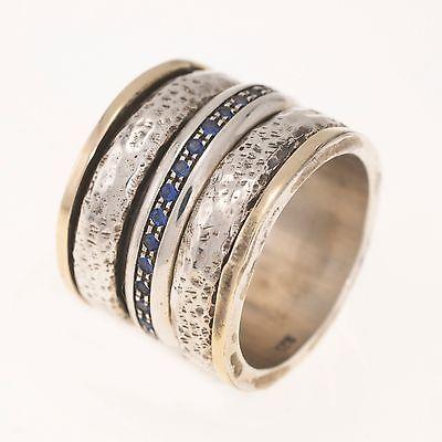 Spinning Ring 9K Gold and Sterling Silver With Crystals Stones - Spring Nahal