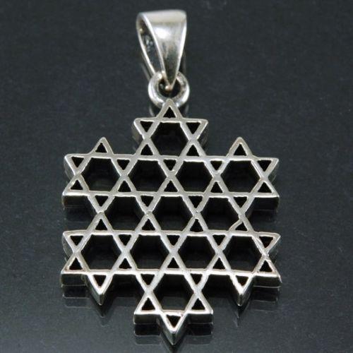 Star of David ( Magen David ) Pendant With 13 Little Magen David Sterling Silver - Spring Nahal