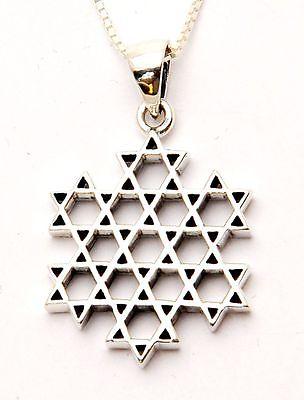 Star of David ( Magen David ) Pendant With 13 Little Magen David Sterling Silver - Spring Nahal