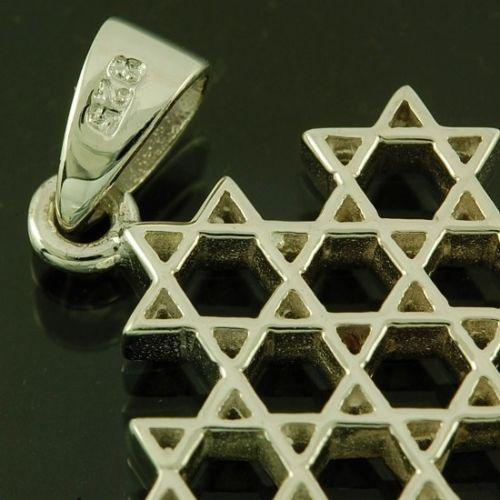 Star of David ( Magen David ) Pendant With 13 Little Magen David Sterling Silver - Spring Nahal