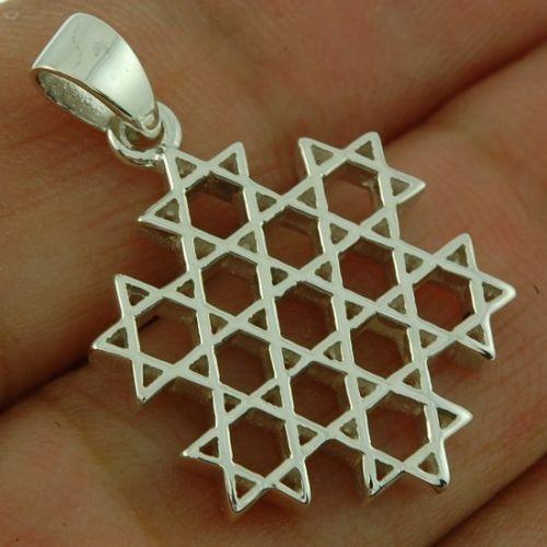 Star of David ( Magen David ) Pendant With 13 Little Magen David Sterling Silver - Spring Nahal