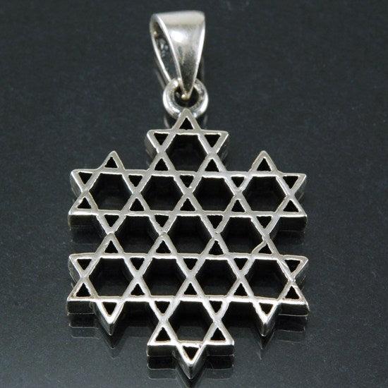 Star Of David Pattern Pendant With Chain Sterling Silver 925 - Spring Nahal