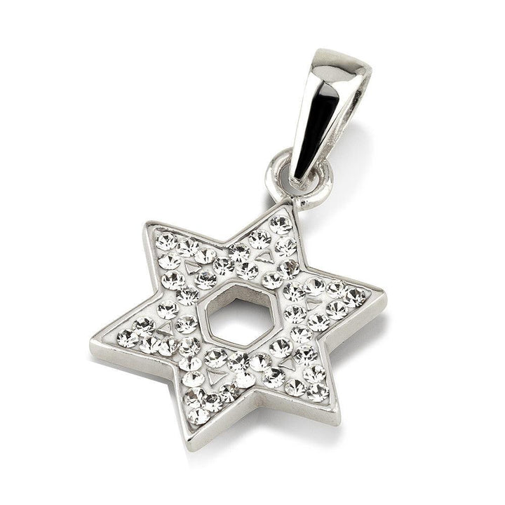 Star of David Pendant With Crystal Gemstone Sterling Silver 925 - Spring Nahal